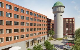 In Karlsruhe starten Projektentwickler TIMONGRUPPE und Betreiber Premier Inn mit dem Richtfest die letzte Bauphase für ein 199-Zimmer Hotel direkt am Hauptbahnhof