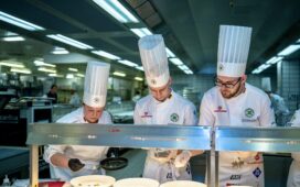 Konzentriert: Team Germany um Kapitänin Anne Kratz (links) in der „heißen Phase“ des Anrichtens. Foto: VKD/Frank Freudenthaler